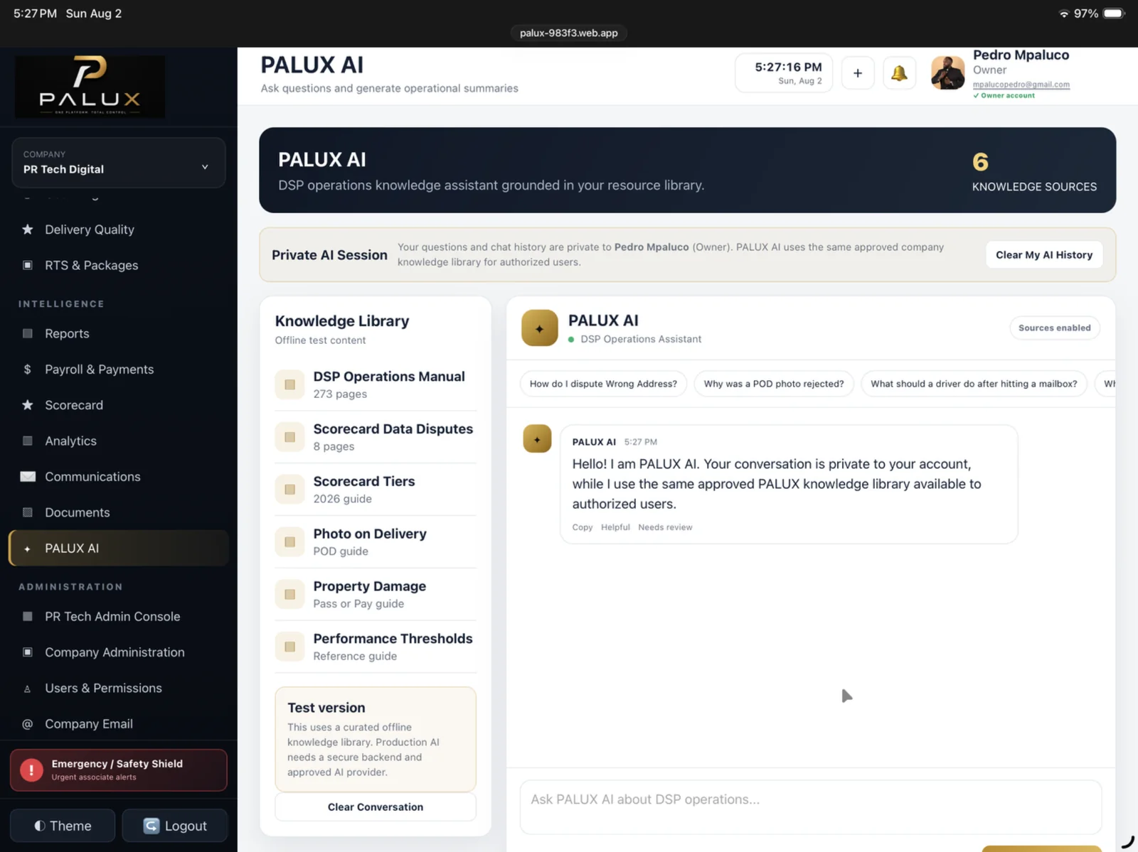 PALUX AI assistant