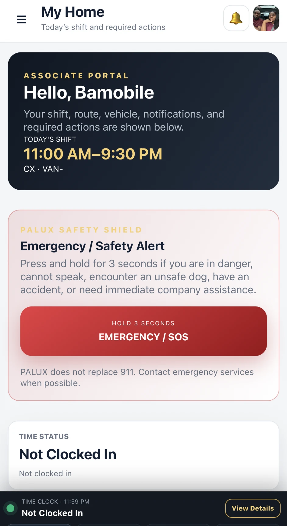 PALUX associate portal on mobile