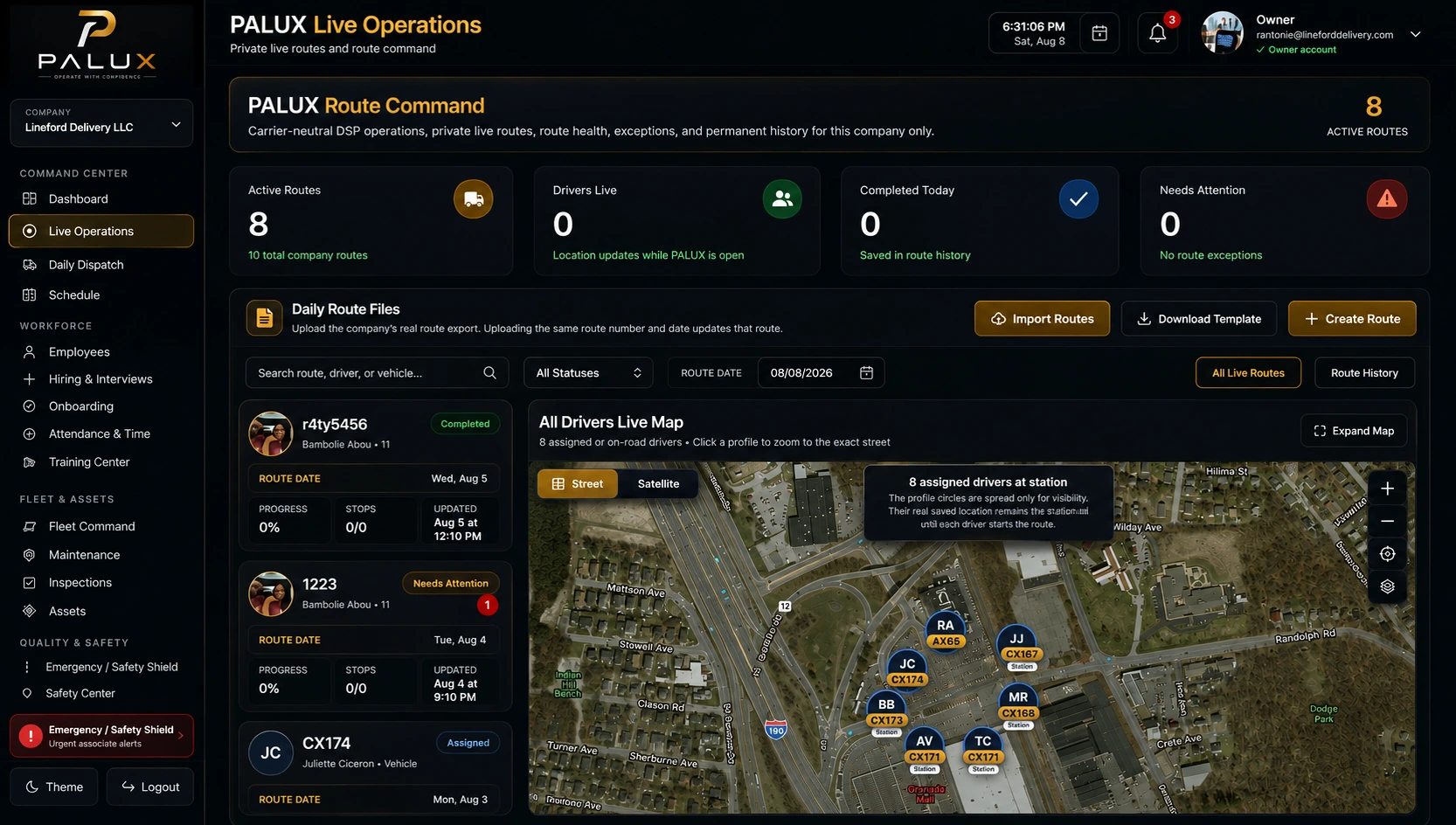 PALUX Live Operations command center